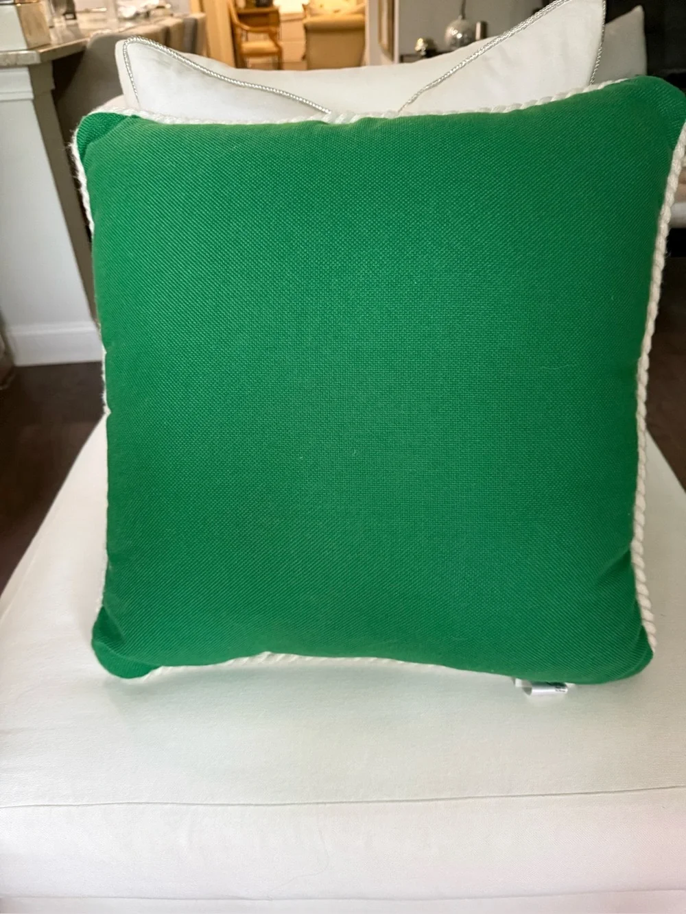 New! ANTHROPOLOGIE Greek Key Embroidered Indoor/ Outdoor Pillow 20 inch Square